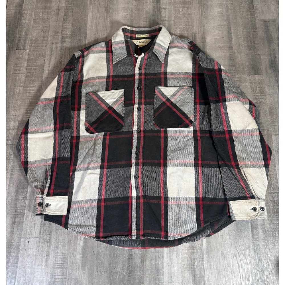 Vintage St Johns Bay Big Mac Flannel Shirt Mens XL Red Black Plaid Made in USA